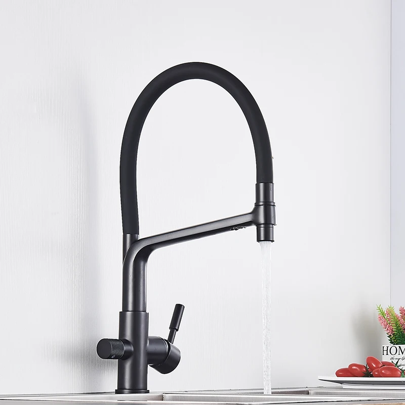 outdoor kitchen sink Purified Water Kitchen Faucet Pull Down Sprayer 360 Rotate Mixer Tap Deck Mount Drinking Water Tap Hot Cold Water Torneira Crane new kitchen sink