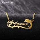 Заказное модное ожерелье с дельфинами из нержавеющей стали, персонализированное Золотое колье с буквенным принтом, подвеска, именная табличка, подарок