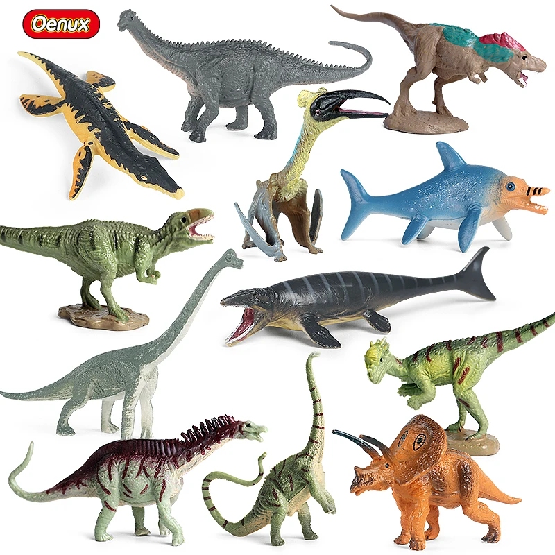Oenux Simulation Small Jurassic Dinosaur Mosasaur Pterosaur Tyrannosaurus Action Figures Model Collection Education Toy Kid Gift