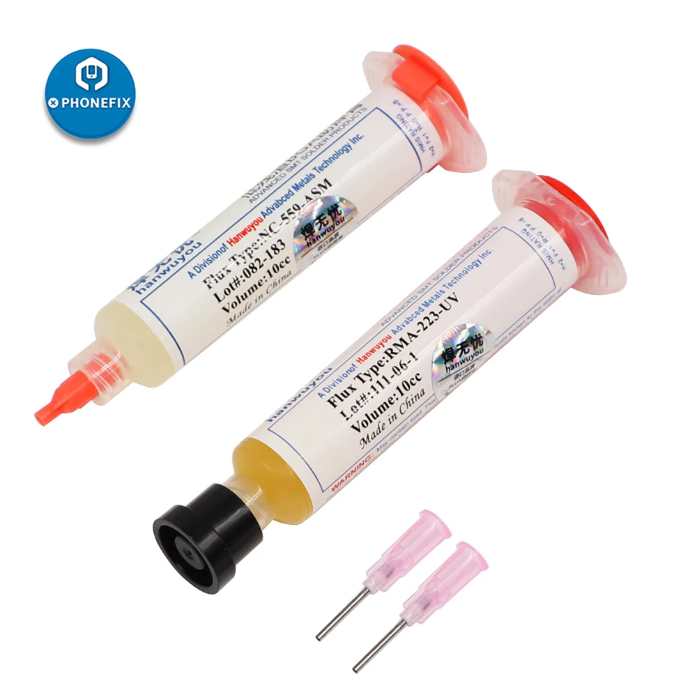 

PHONEFIX 10CC RMA-223-UV/ NC-559-ASM Solder Soldering Paste Flux With Needle Squeeze BGA Soldering Tin Cream For Welding Repair