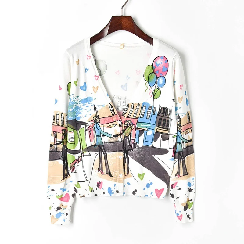 Новинка 2019 женские кардиганы с длинным рукавом романтичный свитер принтом Love и