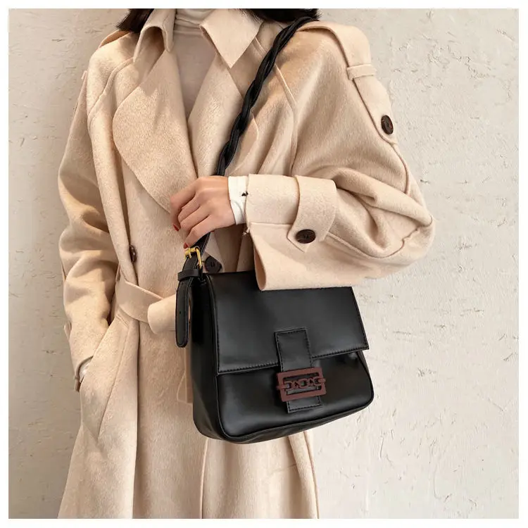 

PU Solid Color Women Shoulder Bags Teenage Girls Messenger Bags Fashion Crossbody Bags for Girl Tote Bags Retro Ladies Handbag