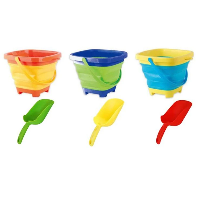 

Beach Bucket and Sand Shovel Set,Kid's Beach Toy,2L Foldable Portable Beach Bucket,for Children to Play on the Beach