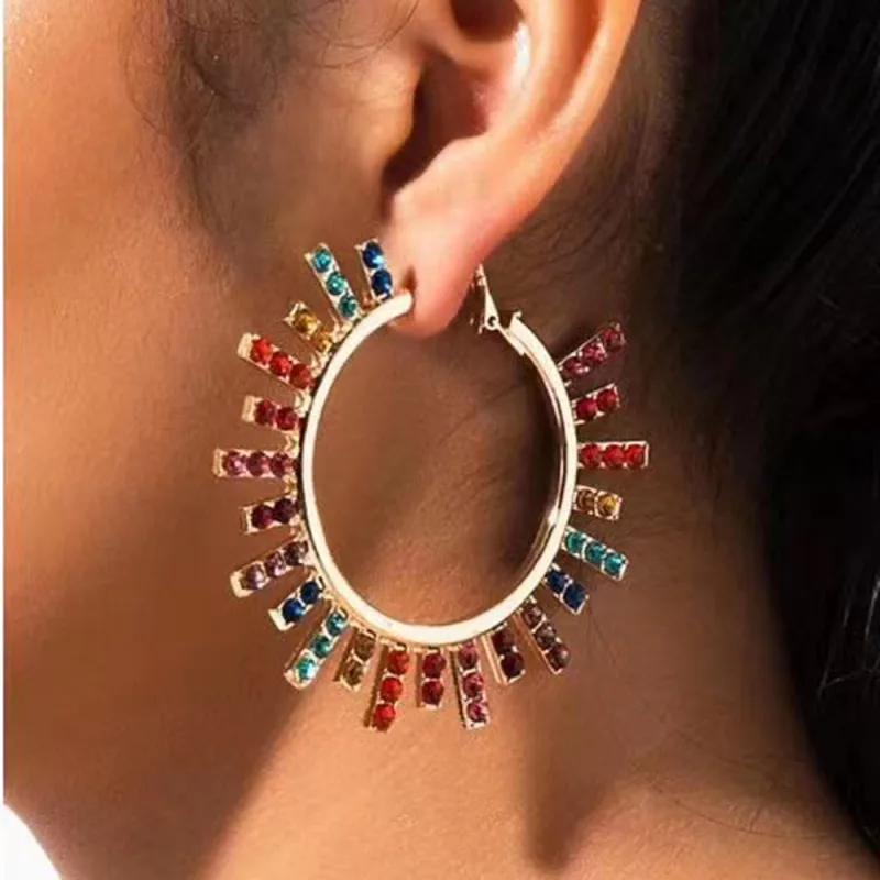 Модные серьги кольца со стразами для женщин ювелирные изделия большой круг