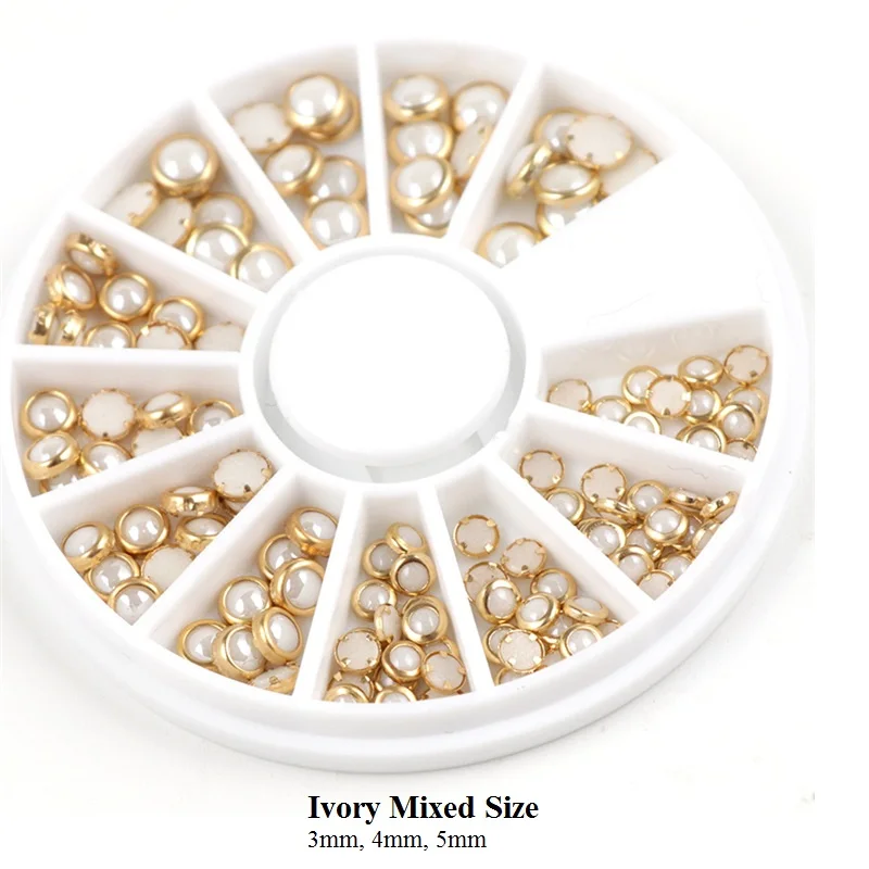 3D Nail Beads AB бежевые Металлические Edge Glitter Стразы для упаковки ногтей Подвески из