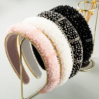 ins fashion baroque polychromatic crystal headband womens handmade rhinestone sponge hair band womens fashion hair accessories