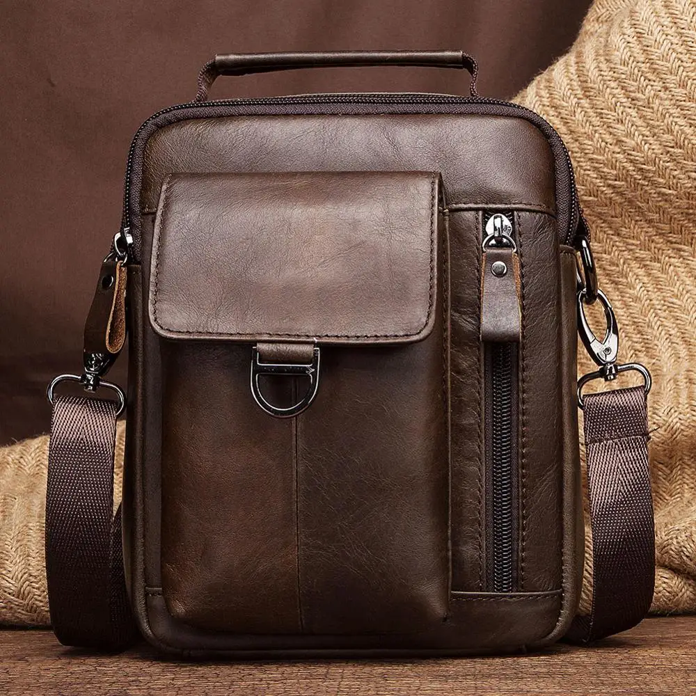 

GZCZ New Genuine Leather Man Messenger Bags Vintage Crossbody Bags High Quality Male Bag Large Capacity Men Tote Handbag