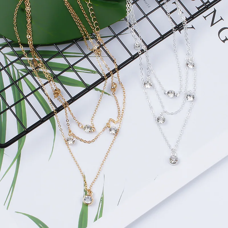 Женское многослойное ожерелье с кристаллами | Украшения и аксессуары