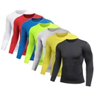 DIHOPE 2020 Весенняя Мужская однотонная Спортивная облегающая эластичная быстросохнущая рубашка с длинными рукавами, компрессионная рубашка для фитнеса