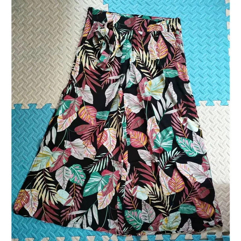 

Винтажные богемные брюки с широкими штанинами, брюки с высокой талией и широкими штанинами для отдыха на море, 2022