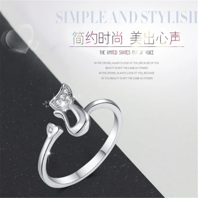 

Charm Crystal Top Quality Cubic Zirconia Crystal Inlaid Cute Animal Cat Ring for Women/Girls Finger Women Jewellery Gift Party