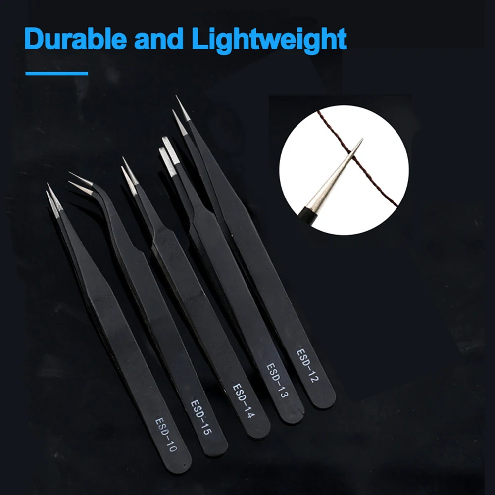 Прецизионный Антистатический пинцет из нержавеющей стали ESD изогнутый Прямой