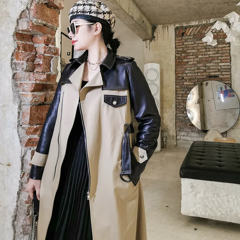

Fashion 2021 Genuine Leather Jacket Women Long Sheepskin Coat Female Trench Coats Spring Autumn Clothes Mujer Chaqueta Pph2970