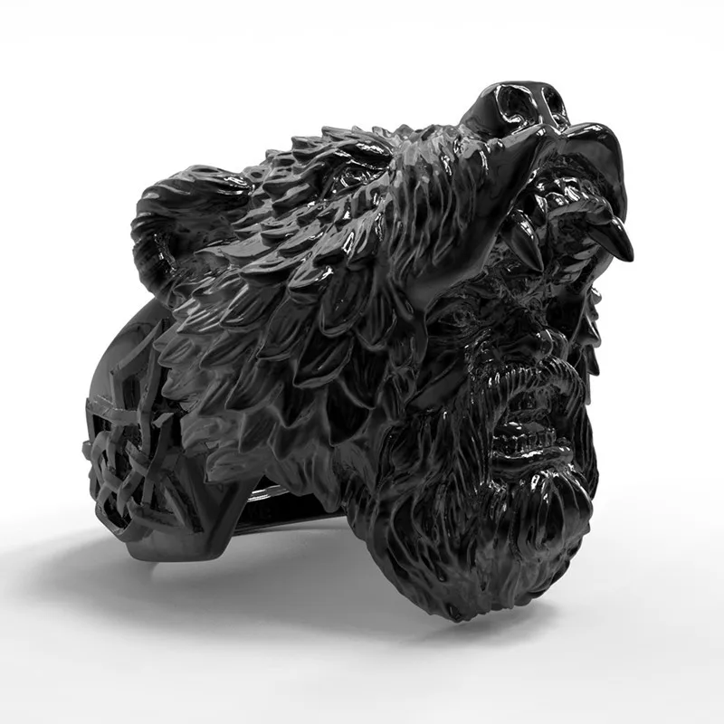 

Fashion Personality Bear Head Ring Aggressive Men's Ring Motorcyclist Punk Hip Hop Party Jewelry Accessories Gothic Ring