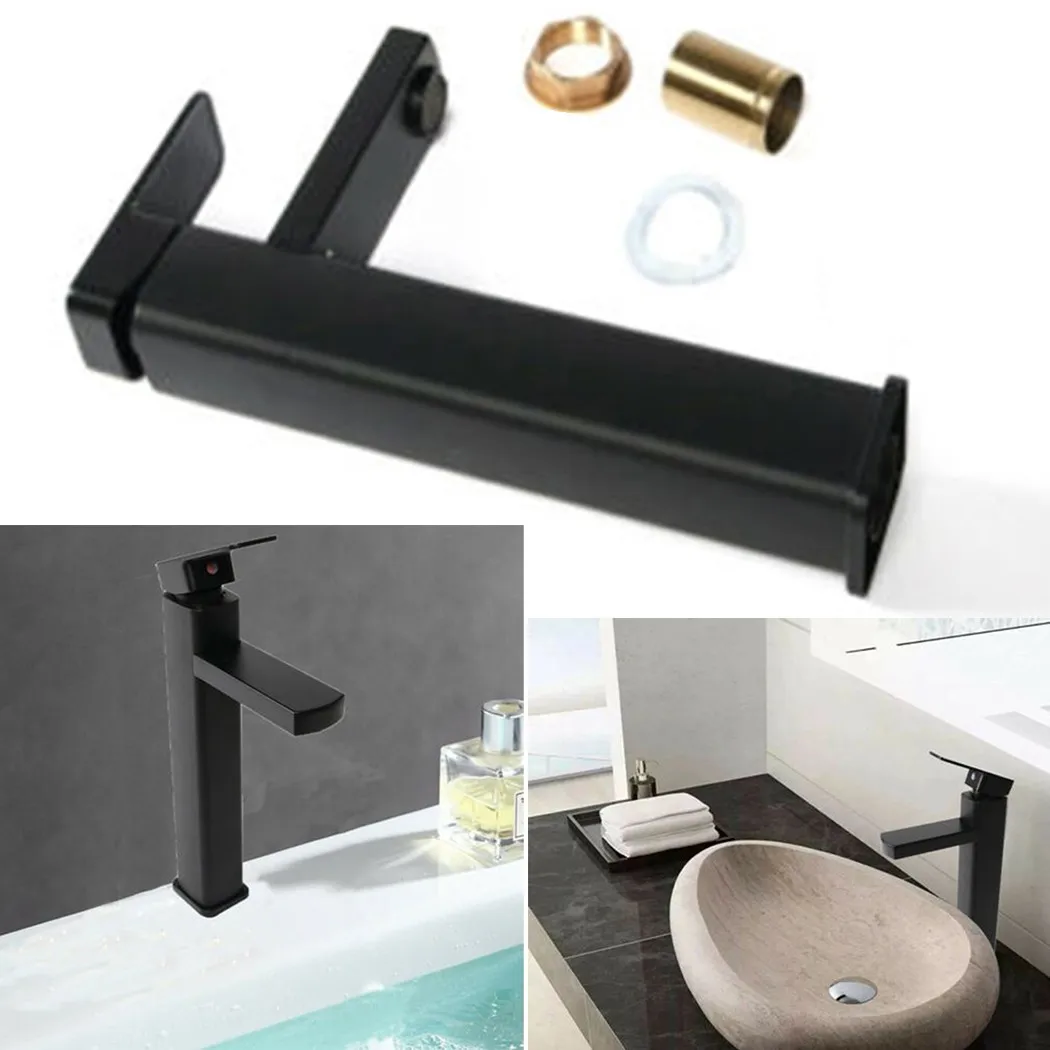 

Modern Bathroom High Rise Countertop Basin Sink Mixer Tap Stainless Steel 1/2 Hot & Cold Water Hoses & Accessories