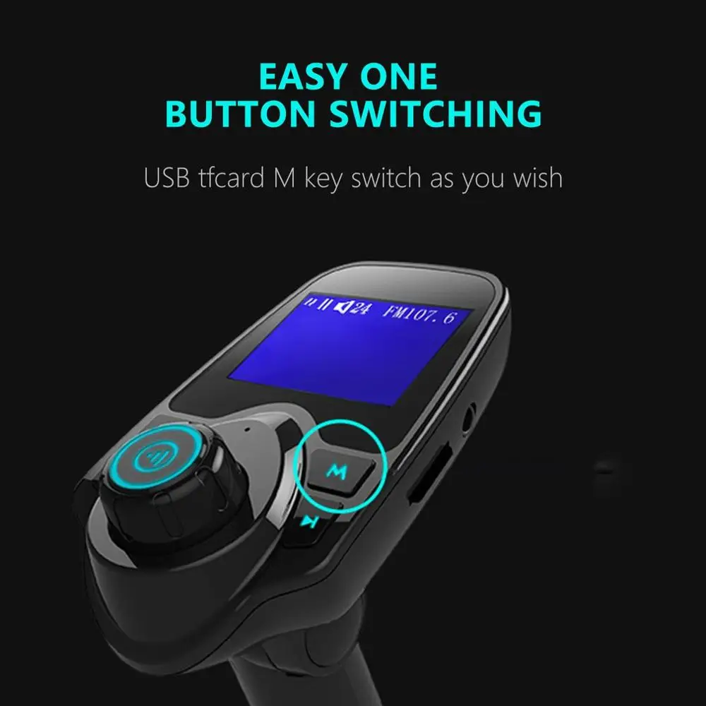 New T11 Wireless Car Kit FM Transmitter with 3.5mm AUX MP3 Radio Adapter USB Charger Built-in Mic Support TF Card | Автомобили и