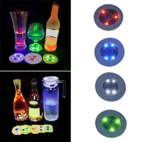 mini glow led coaster flashing creative luminous light bulb bottle cup sticker mat light up for club bar home party decoration