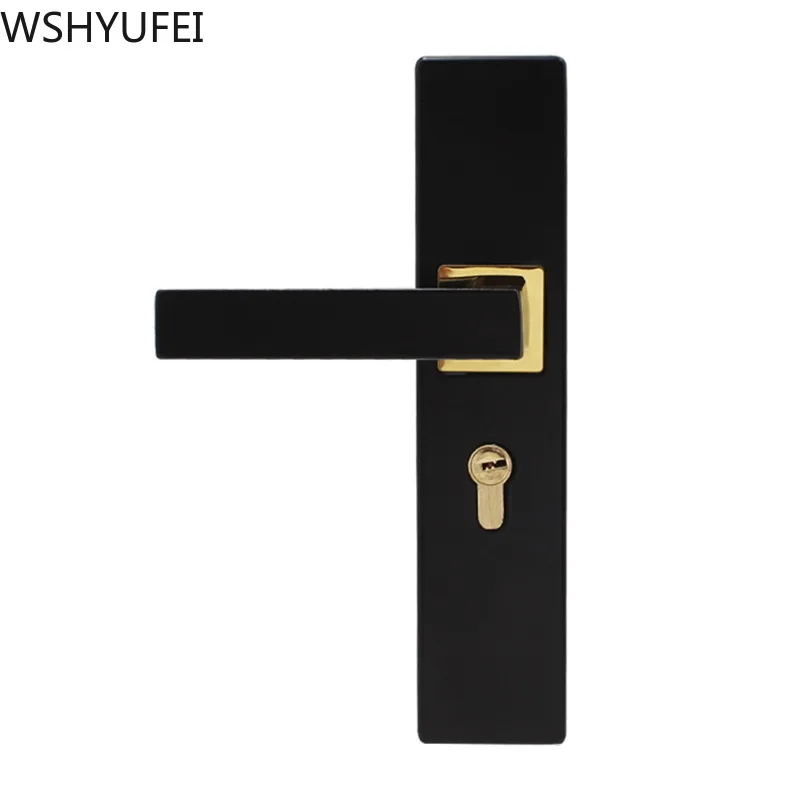 

WSHYUFEI Matte black solid Door Lock Split lock door knobs Home interior mute Anti-theft bedroom Door locks Hardware Accessories