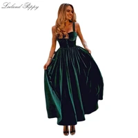 lceland poppy elegant a line ankle length vintage prom dresses sleeveless velvet long formal evening dresses for women