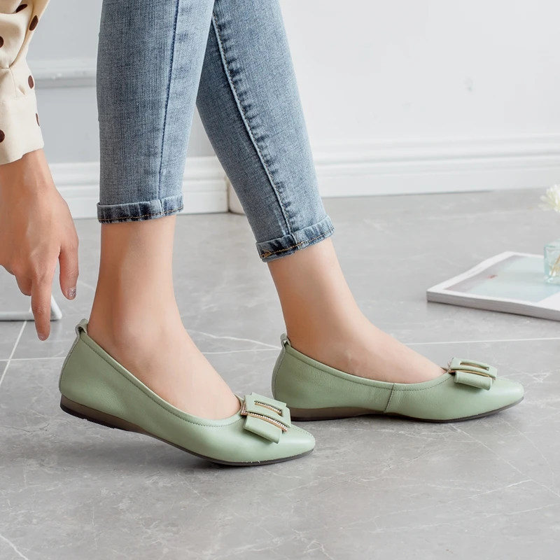 Женские туфли на плоской подошве мягкие кожаные с низкой подошвой удобные мягкой