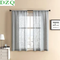 dzq flax textured short sheer curtains for living room bedroom kitchen window treatment small curtains panels home decor drapes