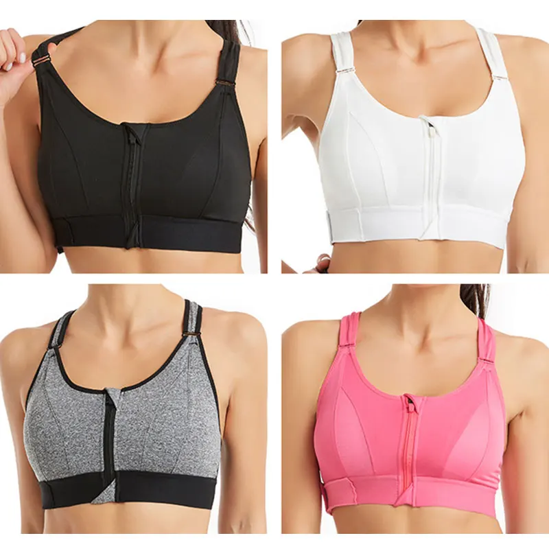 

Поддерживающий спортивный бюстгальтер без косточек для женщин, с молнией спереди, с крестом сзади, жилет, одежда для йоги и тренировок