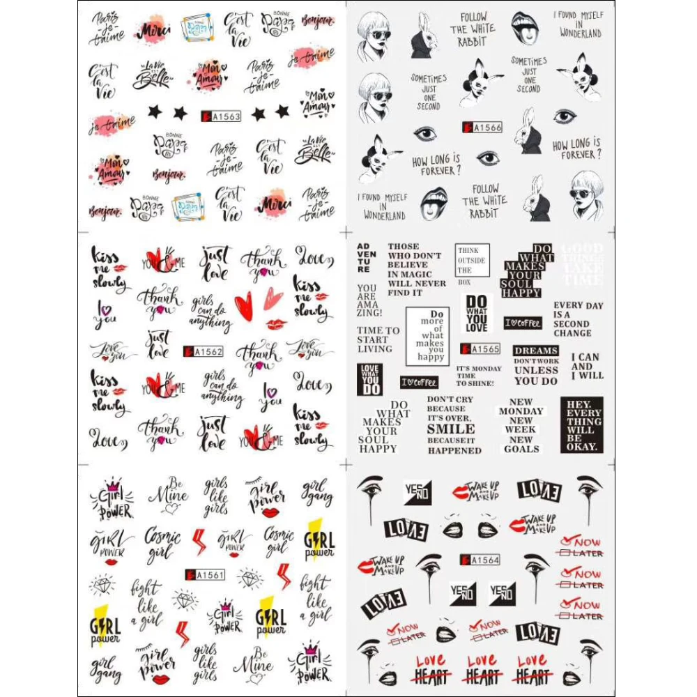 Фразы на английском языке наклейки для ногтей Водные Наклейки слайдер