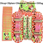 Красный набор принадлежностей для вечерние Минни, одноразовые украшения для вечеринки Минни Маус, Аксессуары для детского дня рождения, вечеринки, флаг