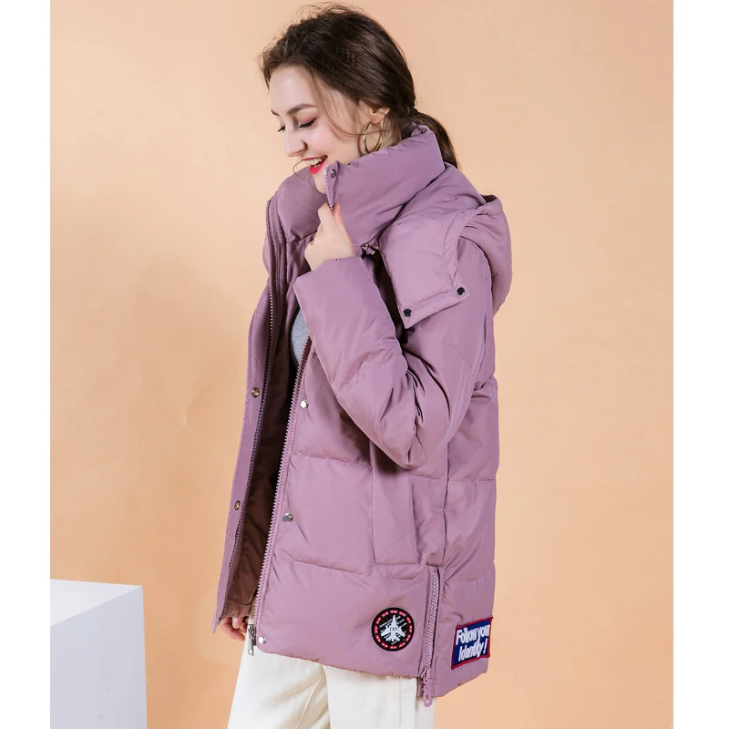 2019 модная женская зимняя куртка на утином пуху длинное плотное двухстороннее