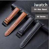 design for apple watch band strap 38mm 40mm 42mm 44mm genuine leather oil wax replacement strap se series 6 5 4 44mm