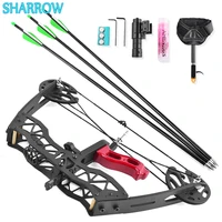 25lbs compound bow mini pulley bow right left hand with 3 arrows beginner outdoor archery hunting fishing shooting accessories