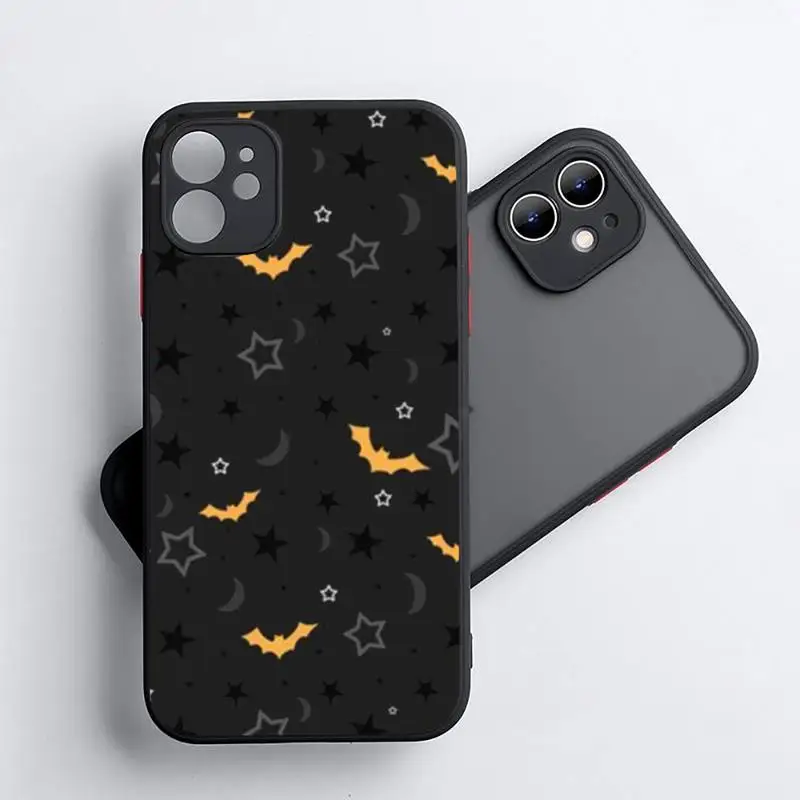 

Bat Skeleton Halloween pattern horror Phone Case Matte Transparent for iPhone 7 8 11 12 s mini pro X XS XR MAX Plus coque