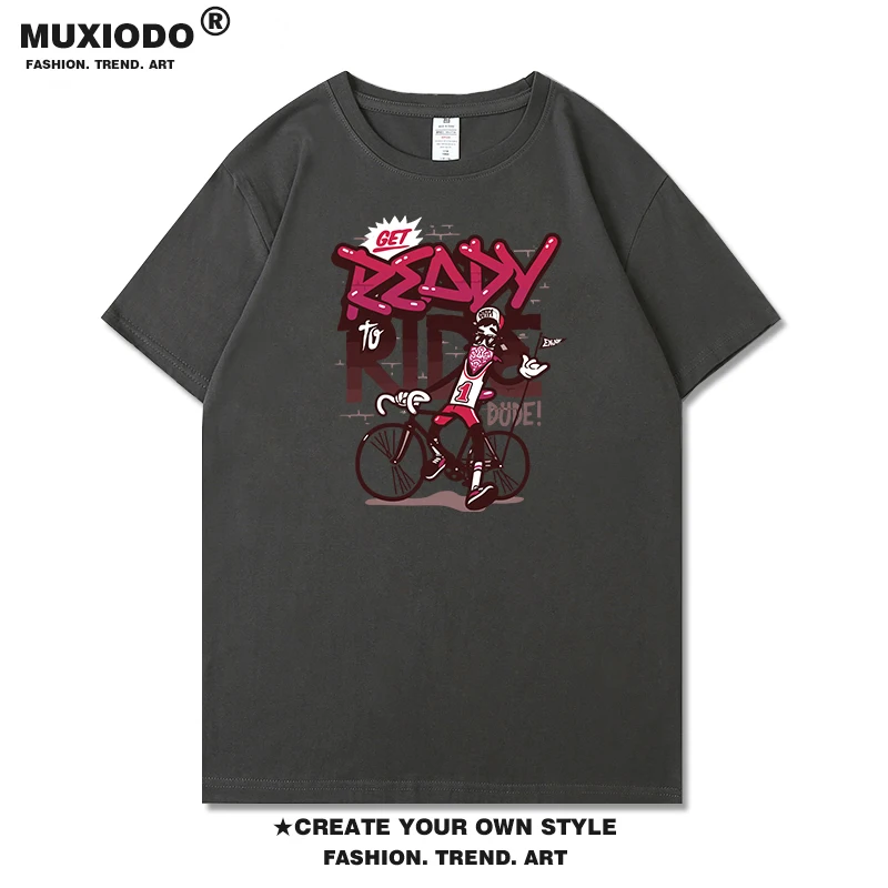 Забавная хлопковая Футболка с мультипликационным велосипедом футболка для