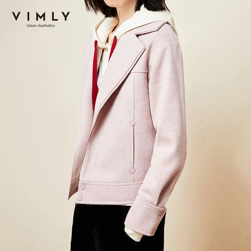 Зимняя женская шерстяная короткая куртка Vimly 2020 элегантная офисная Дамская