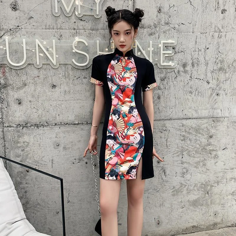 

Modern Cheongsam Dress Women Fashion Streetwear Sexy Harajuku Robe Orientale Vintage Chinese Style Vestido Chino Mujer Qipao Top