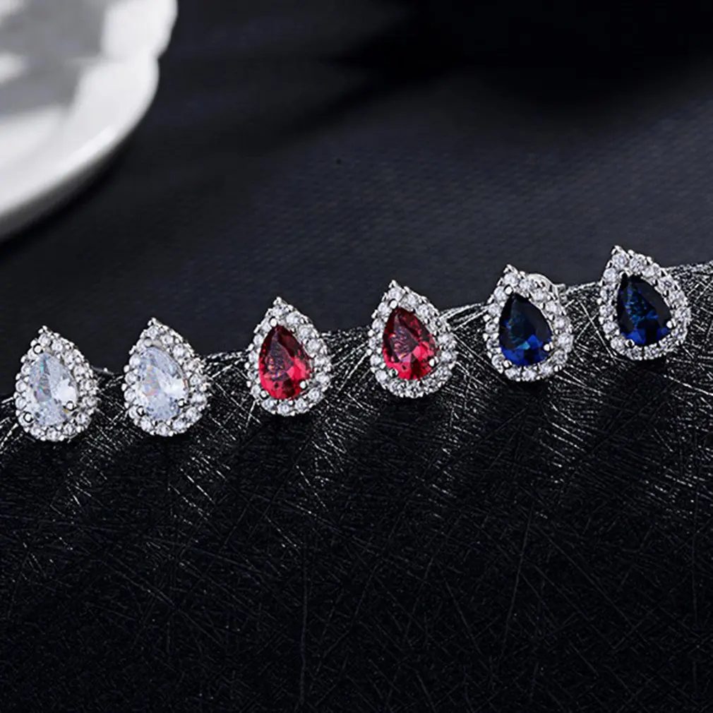 

New New Romantic Female Jewelry Rhinestone Earrings Waterdrop Shape Push-back Earrings Fashion Jewelry