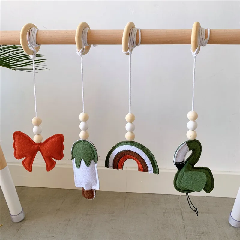 Hot Baby Gym Play Nursery Sensory Ring-pull Toys Kids Room Decoration Ornament Accessories Wooden Fitness Rack Hanging Decor