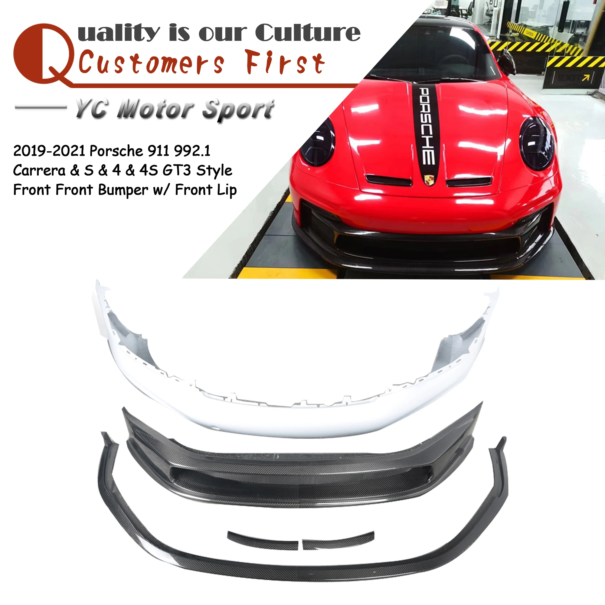 Передний бампер Dry Cabron &amp Portion с отделкой из углеродного волокна в стиле GT3