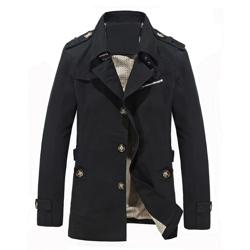 

Autumn men's jacket coat medium long small suit large men's outdoor pure cotton windbreaker 5793