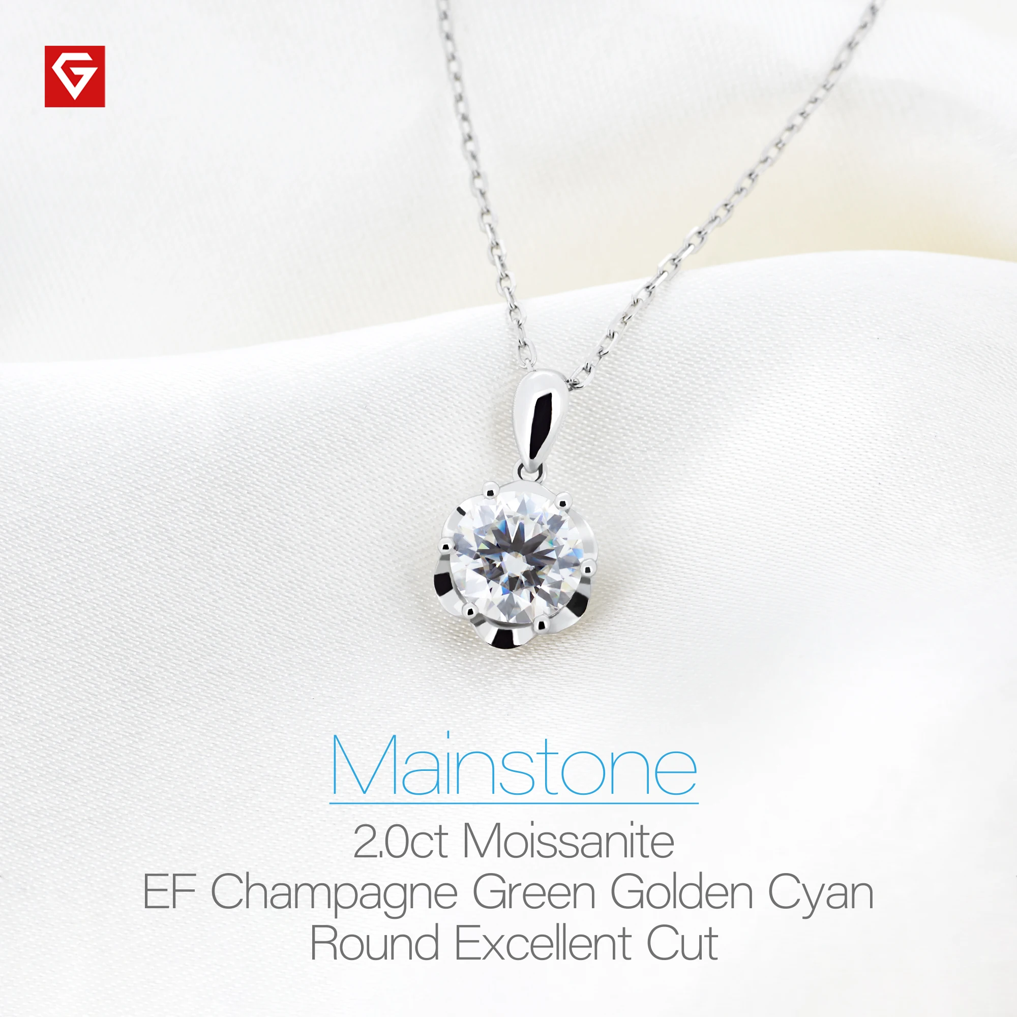 GIGAJEWE D Цвет 2ct моиссанит цветок шесть зубцов 925 Серебряный кулон ожерелье 18K