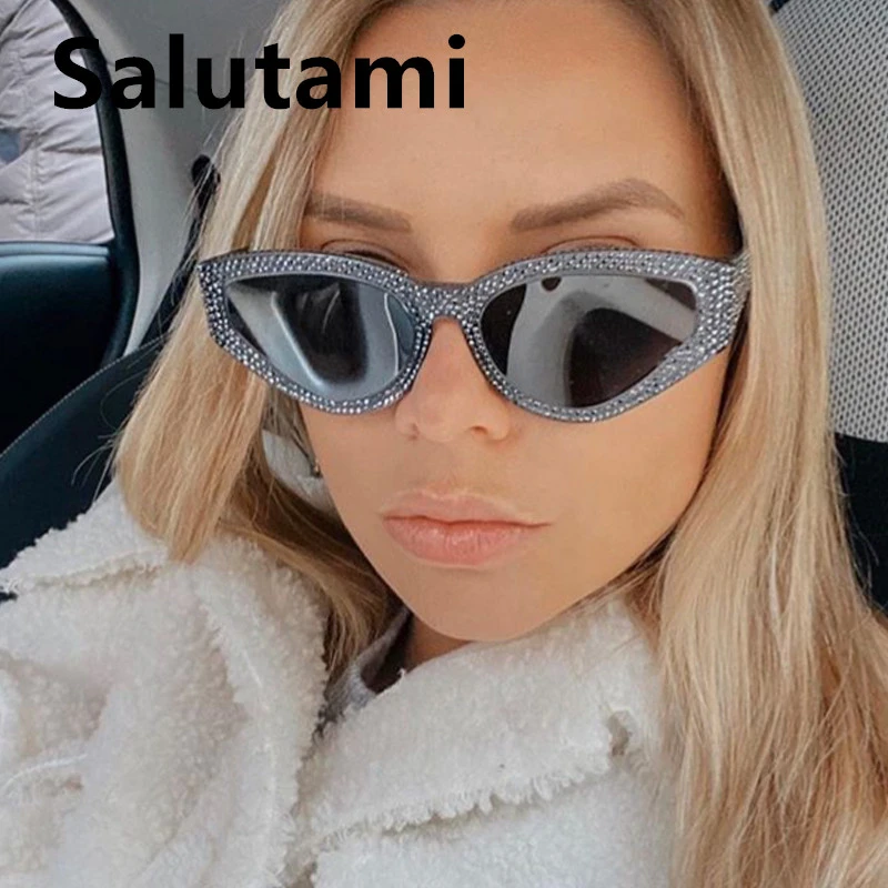 Женские зеркальные солнцезащитные очки с искусственным кристаллом серебристые