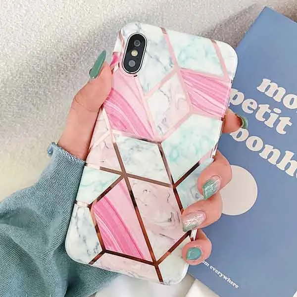 Чехол для телефона SUYACS Fantasy Dream marble для iPhone 11 Pro Max 7 8 Plus X XR XS Max 6 6S гальванический геометрический мягкий чехол-накладка - Color: b