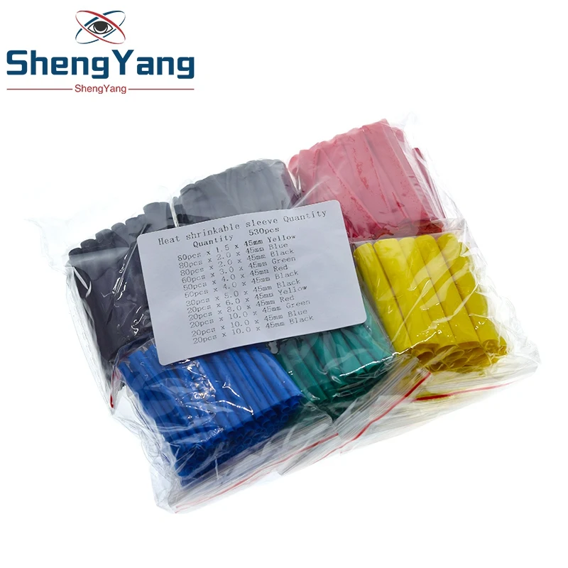 530 шт. термоусадочные трубки изоляционные ассортимент электронные полиолефина