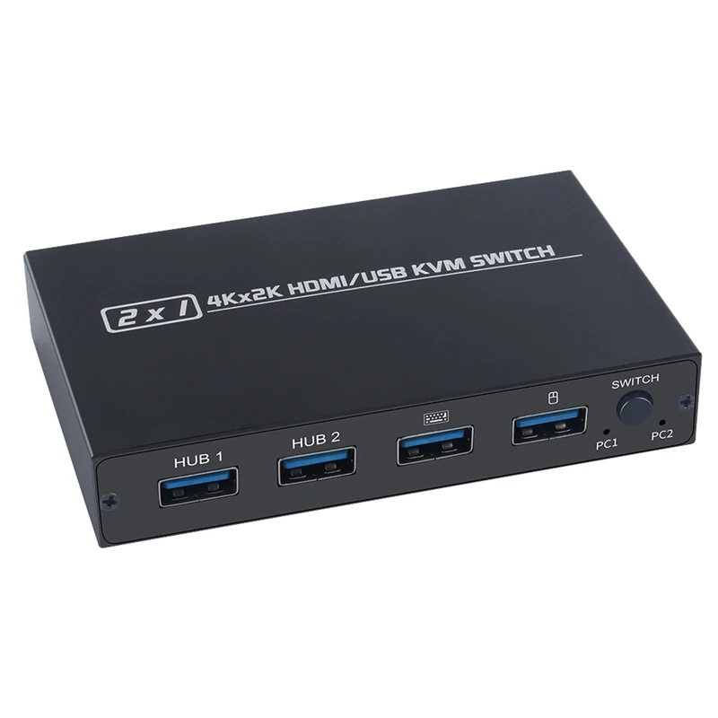

KVM-переключатель 2X1 4K x 2K HDMI/USB, 2-портовая USB-клавиатура, мышь и принтер, совместное использование 4K @ 30 Гц HDMI KVM-переключатель 2 в 1