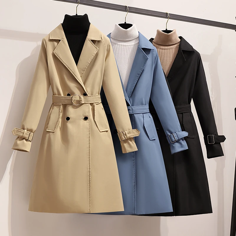 

Women's Trench Coat Stylish Belted Elegant Office Lady Cloak Windbreaker Spring Fall Coats Trend Casual Simplee Jacket Outerwear