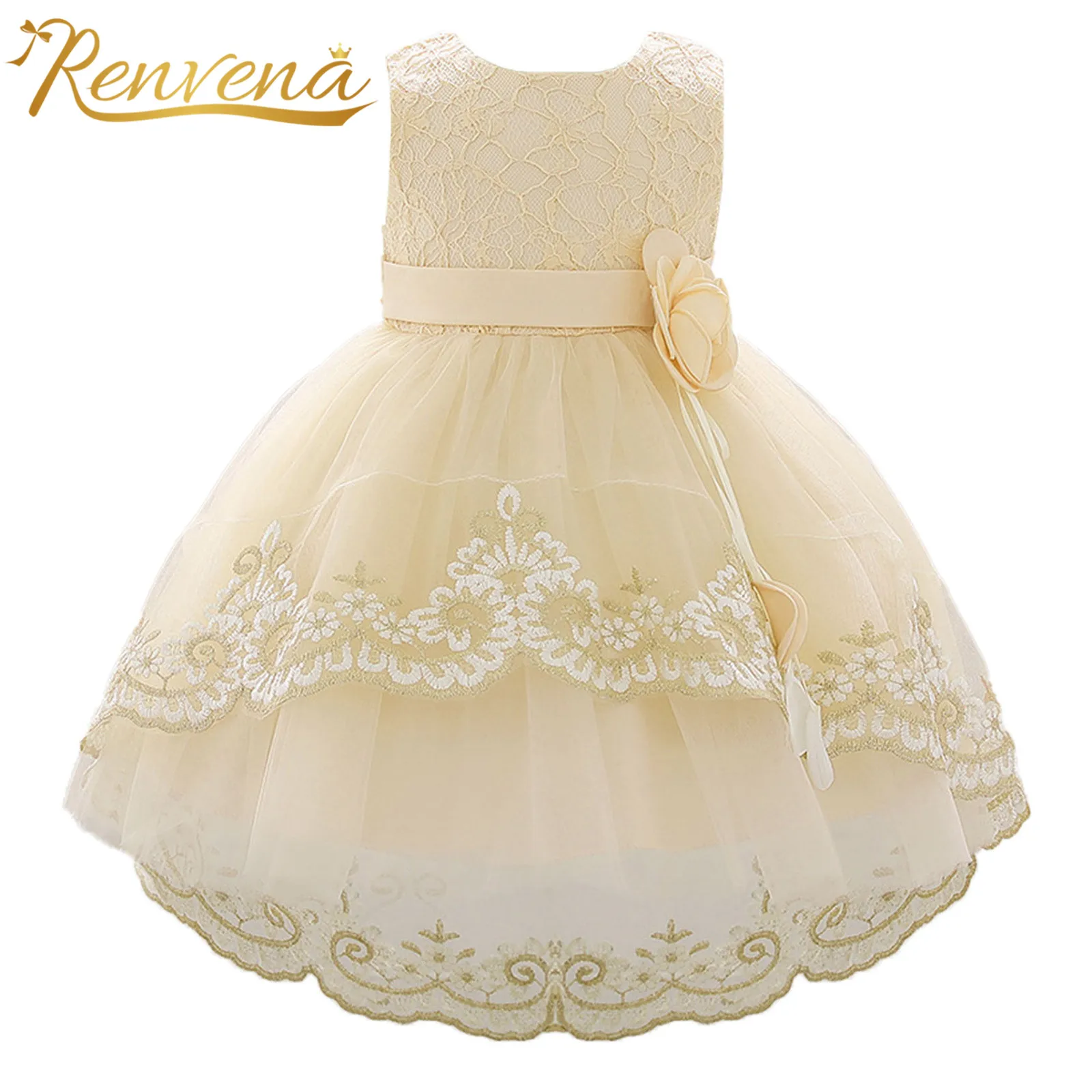 

Infant Baby Girl Dresses Embroidery Christening Baptism Gown Flower Girls Dress Birthday Baby Shower Tulle Dress Toddler Clothes