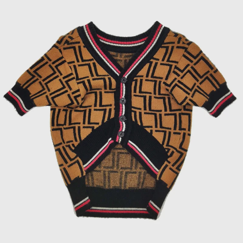 

Designer Dog Clothes Pet Ropa Perro Costume Para For Small Dogs Coat Puppy Letter Print Cardigan Knitted Crochet Jersey Sweater