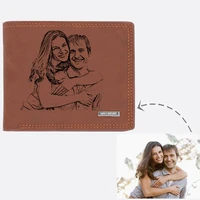 picture wallet fashion casual short pu frosted multi card diy wallets customized engraving photo simple purse for men