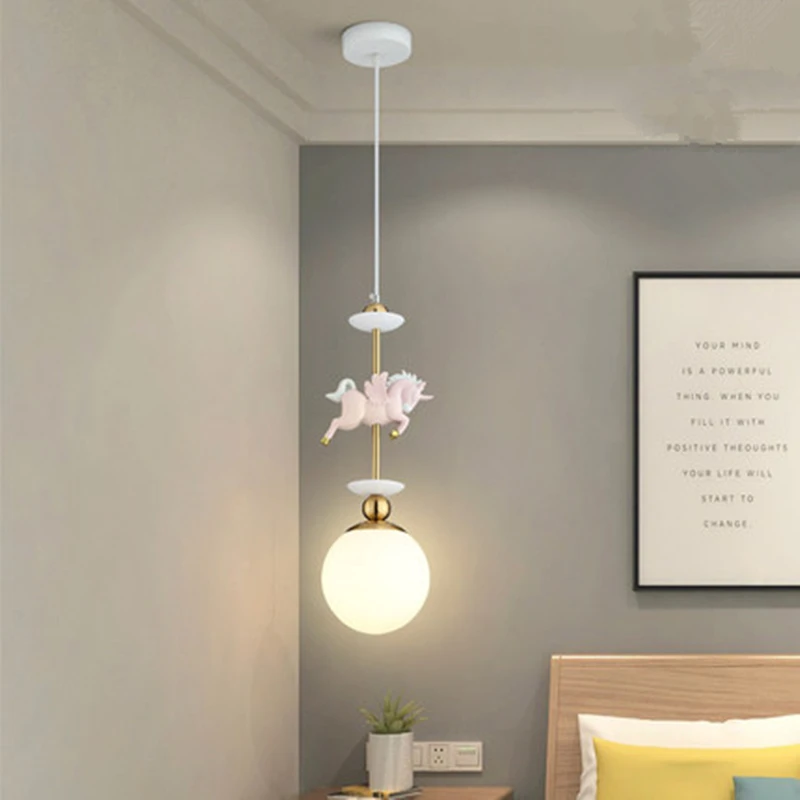

Nordic cartoon creative pegasus chandelier for children room lamp boy girl princess baby bedroom lamp Nordic chandelier E27