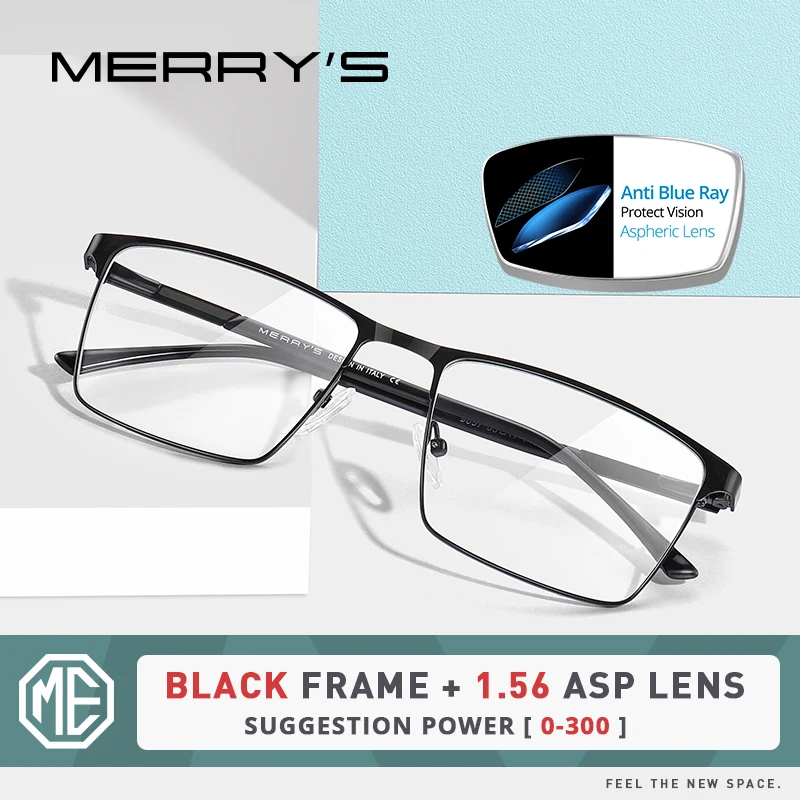 

MERRYS DESIGN Men Titanium Alloy Prescription Blue Light Blocking Glasses Myopia Hyperopia Optical Eyewear S2057